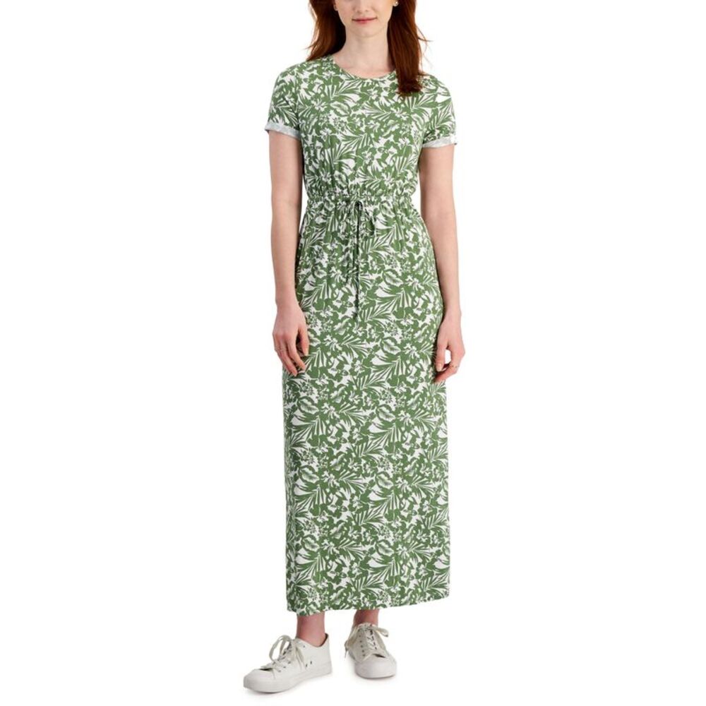 Style & Co. Women's Printed Cinch-Waist Maxi Dress
